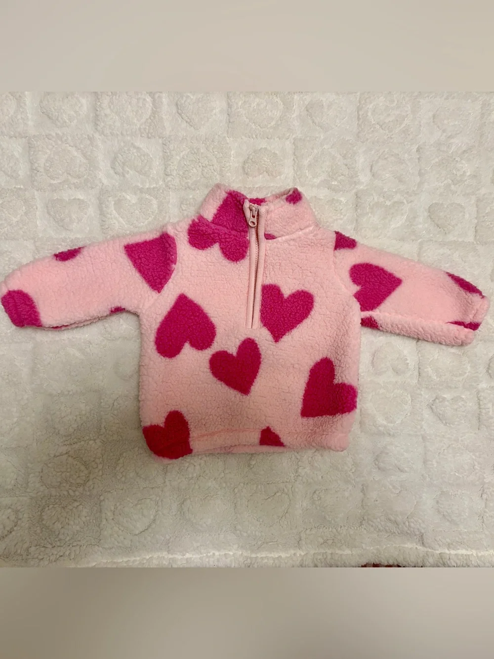 Carter's Light Pink Sherpa Pullover with Pink Heart Detail
